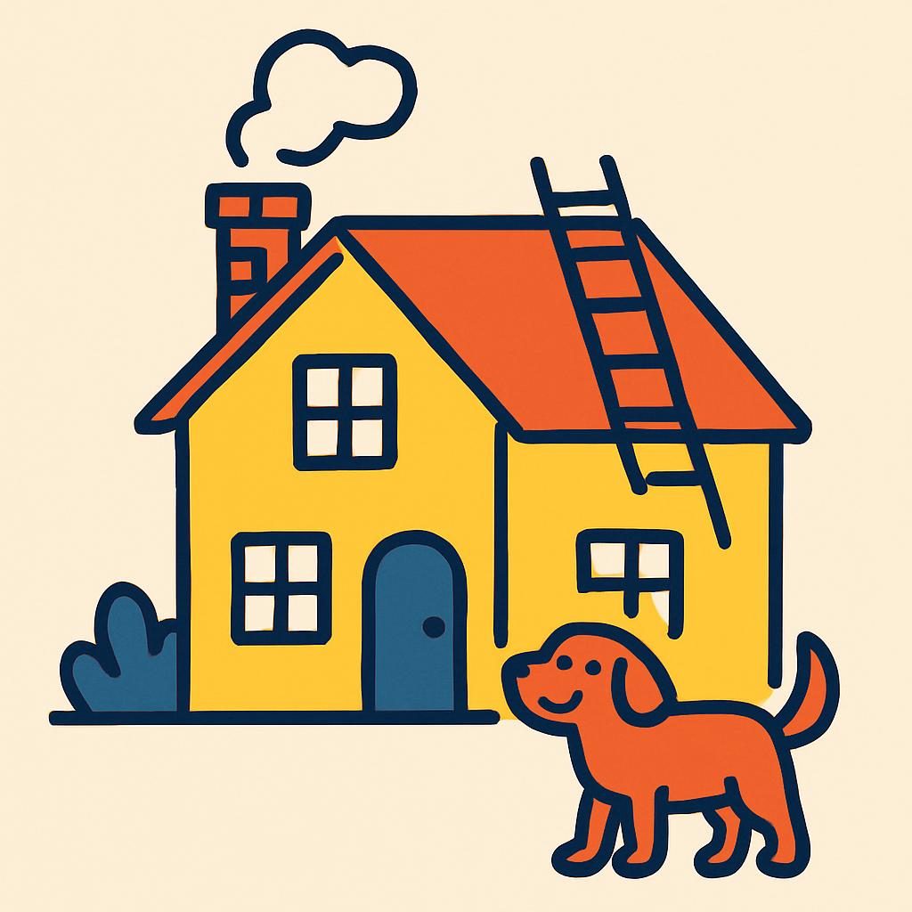 Drawing of a house with a chimney